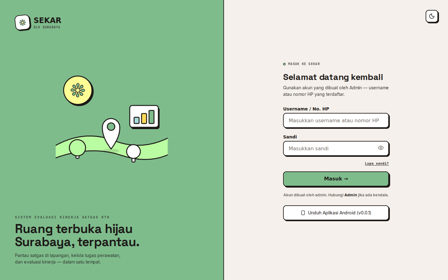 Dashboard web SEKAR