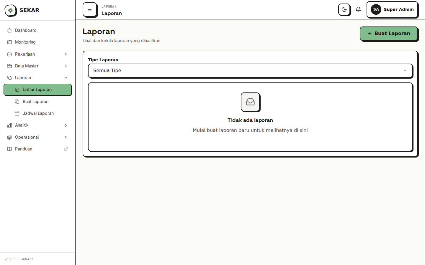 SEKAR web reports dashboard