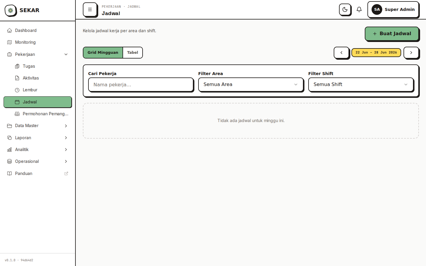 SEKAR web schedule management
