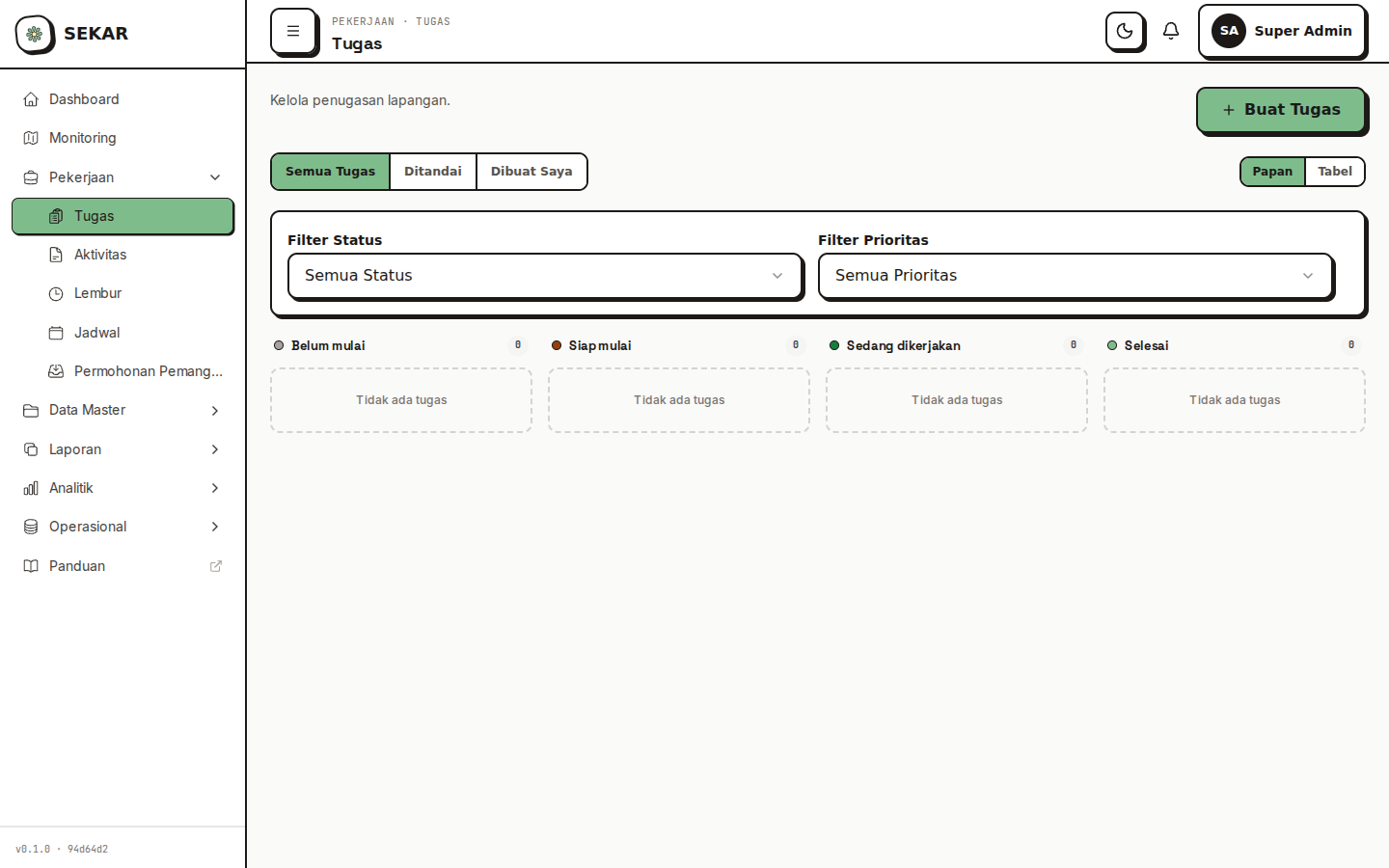 SEKAR web tasks management