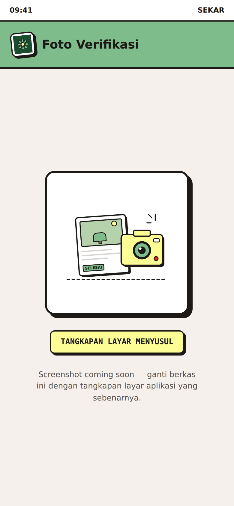 Layar verifikasi foto