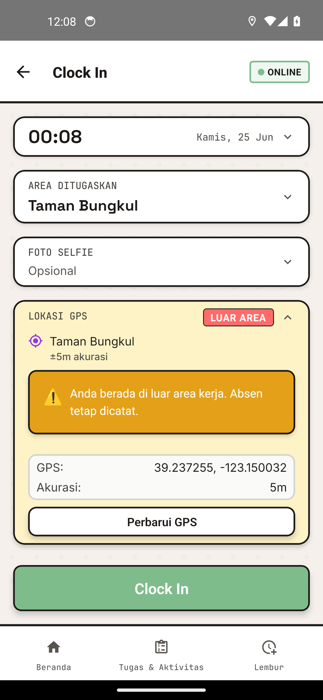 Layar absen masuk